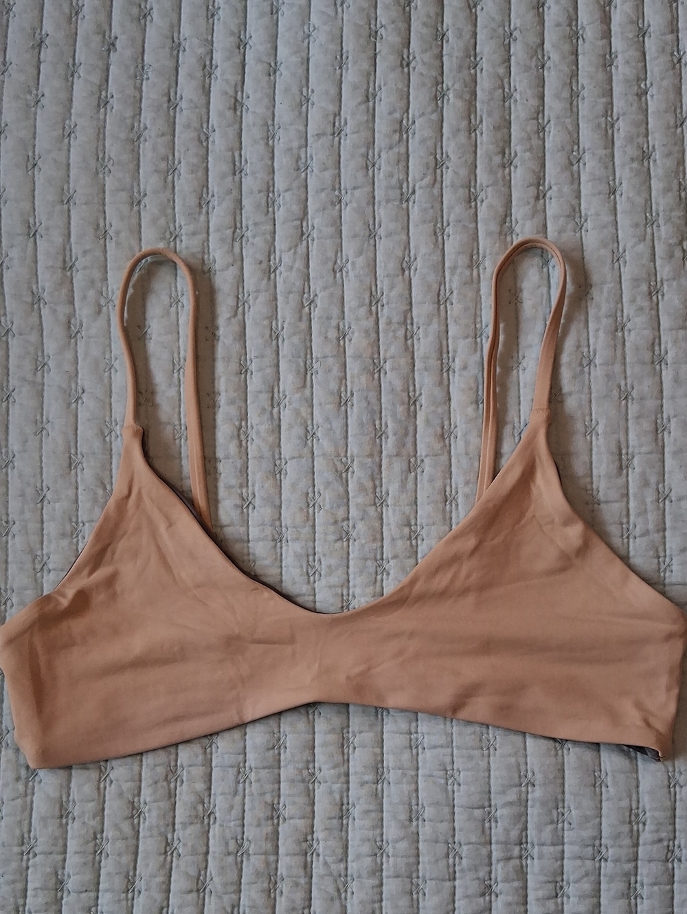 Boys + Arrows Nude and Gray Teagan Bralette Bikini Top
